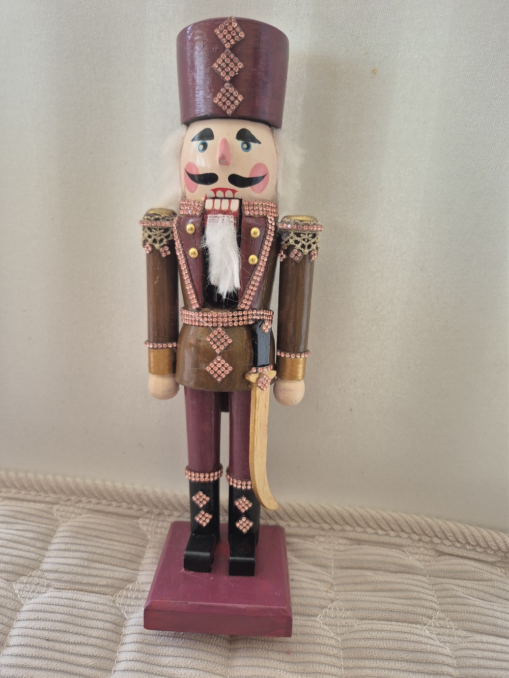 Decorative Plum and Brown Nutcracker Soldier – Holiday Figurine